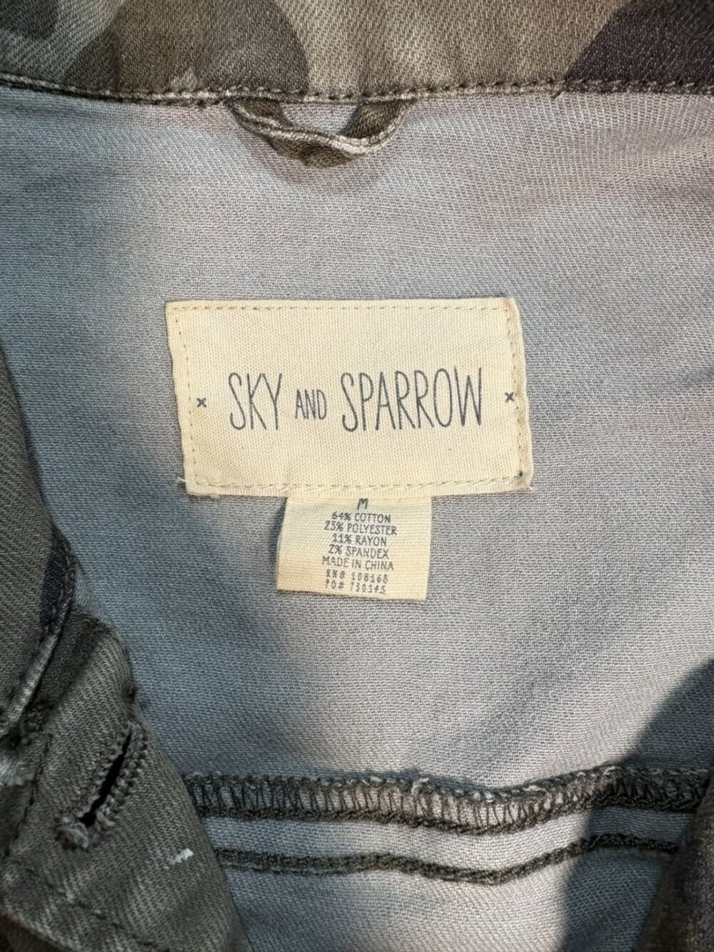 Sky and Sparrow Camo Utility Jacket Womens Medium Button Front Stretch - Picture 7 of 7